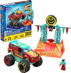 MEGA Hot Wheels Monster Trucks Building Toy, Demo Derby Extreme Trick Course with 151 Pieces, 1 Micro Action Figure Driver, Red, Kids Age 5+ Years