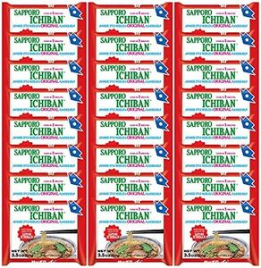 stickerless New [SAPPORO ICHIBAN] Ramen Noodles, Original Soy Sauce Flavor, No.1 Tasting Japanese Instant Noodles (3.5 Oz) (24 pouches)