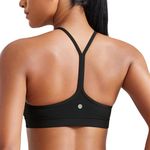 CRZ YOGA Butterluxe Womens Sports Bra - Padded Racerback Low Impact Spaghetti Thin Strap Workout Yoga Top Black Medium
