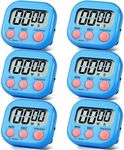 Timers 6 Pack Digital Kitchen Timer Magnetic Digital Timer with Big Display Loud Ring Cooking Timers for Kitchen Electronic Timer for Cooking, Game, Gym, Break Time, Classroom (Blue, 6)