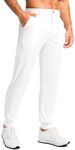 G Gradual Men's Golf Joggers Pants 4 Pockets with Belt Loops Stretch Slim Fit Joggers for Men Casual Travel Work (White, Small)