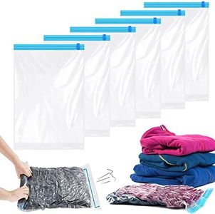 KEYRI 6 Pièces Sacs de Compression Sous Vide Roulé à la Main Voyage Sacs de Rangement Aspirant Rangement Vetement Réutilisable, 60x40cm (6 Pièces)