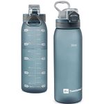 Teentumn 30oz Sport Water Bottle with Time Markers, Large Durable Gym Plastic Bottle for Fitness, Outdoor Enthusiasts, Leakproof (Pack of 1)