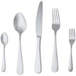 Amazon Basics 20-Piece Stainless Steel Flatware Set with Round Edge, Service for 4 Count, Silver