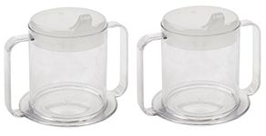 Independence 2-Handle Plastic Mug with 2 Style Lids Lightweight Drinking Cup with Easy-to-Grasp Handles for Hot & Cold Beverages Spill-Resistant Adult Sippy Cup (2)