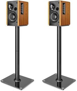 PEGZONE Speaker Stands Pair for Surround Sound,55 LBS Capacity,30.1 inch Floor Bookshlef Speaker Stands,Cable Management,Large Base,1 Pair,Black
