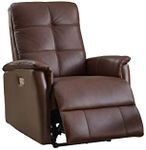 Hydeline Logan Power Head Rest Leather Recliner Chair with Built in USB Port (Brown)