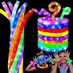 Beauwell Glow Sticks, 16 Pack Light Up Pop Tubes Halloween Party Favors for Kids Glow in the Dark Party Favors Supplies