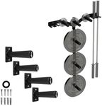 Yes4All 6 Pegs & 4 Barbell Storage Racks Load Up to 1190 LBS + Wall Mounted Weight Plate Holder Set of 4