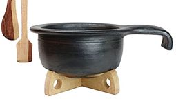 Craftsman India Perfection of Pottery Unglazed Clay Handi Cooking & Serving 1 Liter (1.5 Liter, Black)