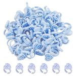 100 Pcs Disposable Glue Rings, Blue Lashes Glue Ring Cup Plastic Makeup Glue Holder Rings Lashes Quick Blossom Cups for Eyelash Extension