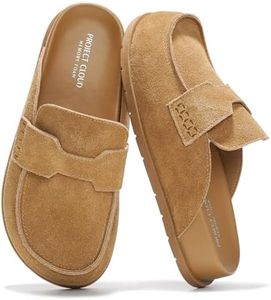 Project Cloud 100% Genuine Leather Womens Clog - Memory Foam Arch Support Non-Slip Sole Mules & Clogs for Women Footwear - Platform Winter Shoes (Foamy,CHSTNUTSU, 8)