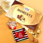 TIED RIBBONS Karwachauth Gift for Wife Mother In Law Friends Sister with Chocolates Hamper - Karwa Chauth Chocolate Gift Box with Mini Ganesha Idol and Greeting Card