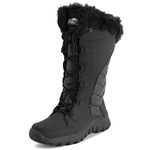 Polar Womens Quilted Faux Fur Cuff Winter Duck Rubber Sole Durable Snow Rain Outdoor Boots - Black Leather Tall - UK10/EU43 - YC0659