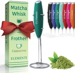 Elementi Matcha Whisk & Frother Set - Powerful Electric Matcha Mixer, Easy to Use Matcha Whisk, Complete Your Matcha Whisk Set & Matcha Kit with the Elementi Milk Frother (Emerald Green)