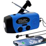 5000mAh Wind Up Solar Radio, Emergency Crank Weather Radio, Solar Radio with Torch, NOAA/FM/AM Solar Radios, Portable Survival Radio with SOS, USB Mobile Phone Charger for Camping Outdoor(Blue)