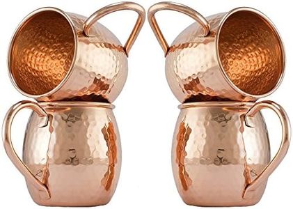Zap Impex Moscow Mule - Set di 4 bicchieri in rame massiccio 100% realizzati a mano in puro rame alimentare - 16 oz di alta qualità da cocktail in vetro di rame