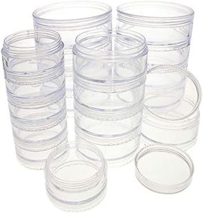 The Beadsmith – Stack Jar 4-Piece Assortment – 2 x 4 Stack, 1 x 5 Stack, 1 x 6 Stack, Pill containers, Empty Pot Jars, refillable Cosmetic containers, Small Plastic Organizers