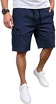 JEMLDL Cargo Shorts for Men Classic Stretch Elastic Waist Drawstring Summer Work Casual Shorts with 5 Pockets Navy Blue XL