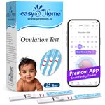 Easy@Home Ovulation Test Kit: 25 Pack LH Test Strips for Women Planning Pregnancy - Precise LH Detection in Just 5 Mins - Reliable Ovulation Predictor with Premom App Support