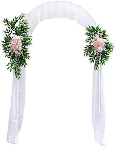 Excello Global Products Freestanding Garden Wedding Arch - Includes Draping Cloth and 2 Artificial Bouquets