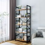 Leadiy Industrial Bookshelf,5-Tier Rustic Brown Bookshelves,24”Storage Rack with Metal Frame，Standing Wood Bookcase , Display and Book Organization in Living Room,Bedroom 24*11.8*63 inch(Rustic Brown)