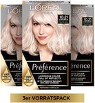 L'Oréal Paris Préférence 10.21 Platinum Mother-of-Pearl Blonde (Stockholm) Pack of 3 x 183 g