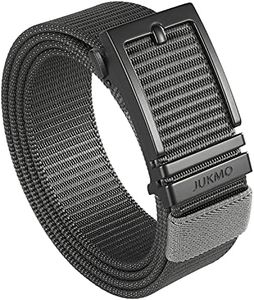 JUKMO Ratchet Belt for Men, Nylon Web Tactical Belt with Automatic Slide Buckle (Gray, XX-Large)