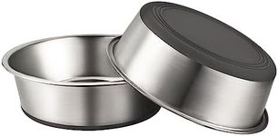 URBUDDIES 2 Pack Stainless Steel Dog Bowls, Premium Metal Dog Bowls with Non Slip Rubber Bottom, Dishwasher Safe, Easy to Clean, 8 Cup, Gray Bottom