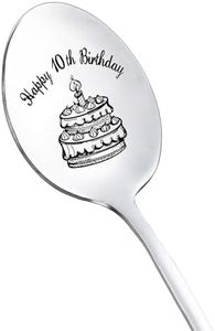 RFTWXHPN Happy 10th Birthday Spoon Gift Boy Girl 10th Birthday Gifts for Girls Boys 10 Yrs Old Birthday Gifts for Daughter Brother Ice Cream Spoons for 10 Year Old Girl Boys Birthday Gift Ideas