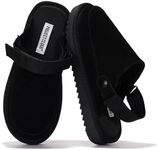 Project Cloud Genuine Suede Kids Clogs with Back Strap - Memory Foam and Lightweight Slip-on Boys and Girls Sandals with Adjustable Straps - Non-Slip Clogs for Kids Sandals(LilGoldstar, BLKSUEDE, 12)