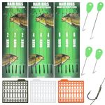 Carp Fishing Hair Rigs Kit - 18pcs Boilies Carp Rigs Carp Hooks Braided Thread Boilies Hair Rigs for Carp Fishing Braid Thread Line with 3 Extender Boilie Bait Stops and Stringer Needle