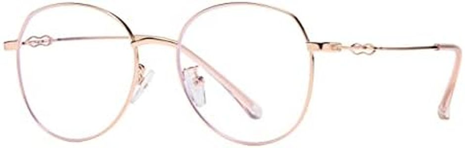 Flydo Gafas Luz Azul,Gafas Metal Redondas Mujer con Montura de Metal-acero Fino Retro Vintage Lente Antiluz Azul Anti UV