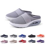 Air Cushion Slip-On Orthopedic Diabetic Walking Shoes, Breathable with Arch Support Knit Comfort Slippers for Women Men (37,Light Grey)