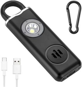 Personal Alarm Safe Sound, 130 dB Loud Siren Alarm Keychain Rechargeable for Women, Kids, Elderly Self Defense Call with Strobe LED Light, Carabiner, Black, Ruilux