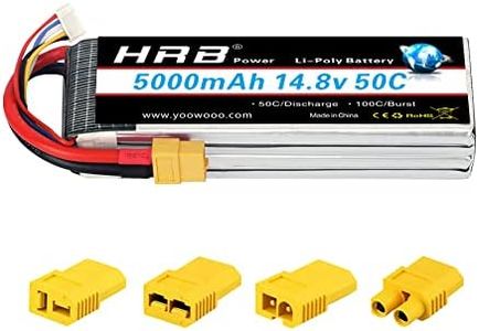 HRB RC Batterie Lipo 4S 50C 14,8V 5000mAh Prise XT60 pour FPV Racing Quadricoptère Racing Drone(XT60/T/TRX/EC3/TAMIYA