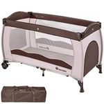 TecTake Travel Cot, Sleep and Play, 126 x 65 cm, Portable Baby Bed from Birth up to 25kg, Lightweight, Compact Folding, Inclusive Carry Bag, Padded Mat