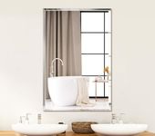 Villacola 20" x 28" Frameless Rectangle Mirror Beveled Edge Bathroom Mirror for Wall, Vanity, Washroom, Living Room and More