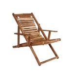 ROYAL BHARAT Solid Wood Living Room Chair Garden Chair Super Strong Folding Relax Outdoor and Indoor Wooden Chair Finish Color - Yellow-Grey, Pre-Assembled Stlylish (Beige)