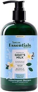 TropiClean Essentials Goat's Milk Hypoallergenic Shampoo for Dogs, Puppies, & Cats - Soften The Coat - Balanced pH for Itchy & Sensitive Skin - Derived from Natural Ingredients