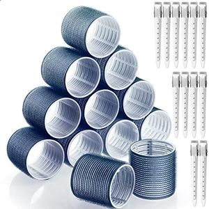 Jumbo Hair Curlers Rollers,24Pcs Large Hair Rollers Set with 12 Big Hair Curlers Self Grip Holding Rollers and 12 Stainless Steel Duckbill Clips for Long Medium Short Thick Fine Thin Hair Bangs Volume