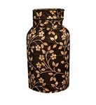 Woah Cotton DustProof And Dustproof LPG Gas Cylinder Cover| Top Design Stain| Dust| DustProof PVC LPG Gas Cylinder Cover, Polyester Gas Tank Cover Fits Standard (Pack of 1, Coffee Leaf)