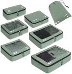 ECOHUB Packing Cubes 7 Set Tear-Resistant Packing Cubes Travel Organizer with ID Tag for Carry On Luggage Machine Washable Suitcase Organizer Bags Travel Cubes(Green)