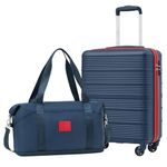 COOLIFE Cabin Suitcase 55×40×20cm and Cabin Bag 25L(45×36×20cm) Set for EasyJet Airlines Carry on Hand Cabin Luggage Hard Shell Suitcase Lightweight with TSA Lock (Blue/Red, 55×40×20cm -Set 2pcs)