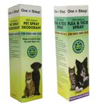 One Step: Flea & Tick 250ml Spray + 100% Natural Deodorant Spray for Dogs & Cats