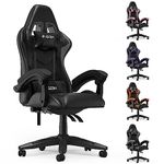 bigzzia Gaming Chair Office Chair Desk Chair Swivel Heavy Duty Chair Ergonomic Design with Cushion and Reclining Back Support (Black)