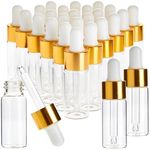 24-Pack Clear Glass Tincture Bottles with Dropper, Mini Eye Dropper Bottles for Essential Oils, Travel Aromatherapy Perfume, Liquid Cosmetics, Cuticle Oils (Gold and White, 10ml)