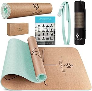 KESSER® Tapis de Yoga en liège Sangle, Sac de Transport et Bloc de Yoga Inclus Tapis de Gymnastique Tapis de Yoga antidérapant, Tapis d'entraînement pour Le Fitness Tapis de Sport