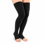 Dr Helix Varico Vein Compression Stocking Thigh High, Open Toe Support Sock for Varicose Veins, Leg Swelling and Fatigue Relief - XL