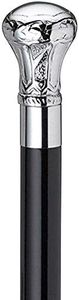 alfiya nautical store Harvy Canes - Chrome Plated Brass Knob - Walking Cane - 36" - Chrome/Black s